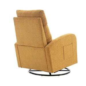 HomSof Swivel Glider Rocker Recliner, Yellow Polyester Rocking Chair for Nursery, Modern Lounge Chair for Living Room