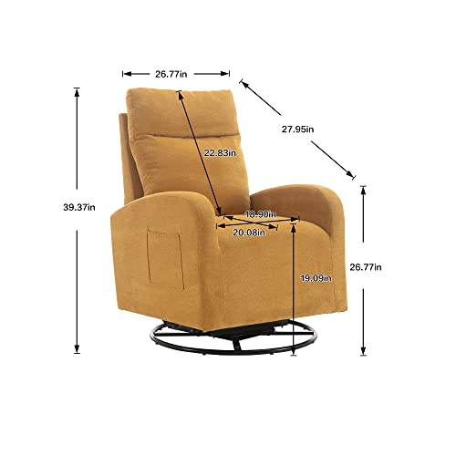 HomSof Swivel Glider Rocker Recliner, Yellow Polyester Rocking Chair for Nursery, Modern Lounge Chair for Living Room