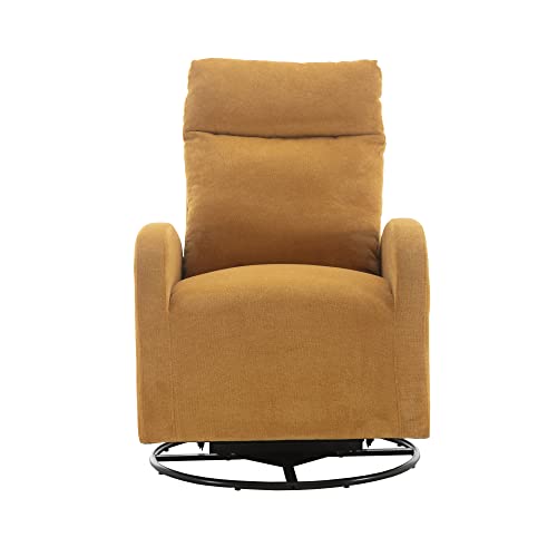 HomSof Swivel Glider Rocker Recliner, Yellow Polyester Rocking Chair for Nursery, Modern Lounge Chair for Living Room