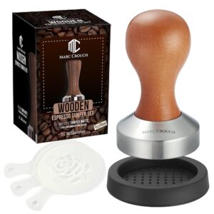 Coffee Tamper Espresso Hand Press With Stainless Steel 304 Coffee Tamper 51MM,Tamper Mat Latte Art Stencil Set