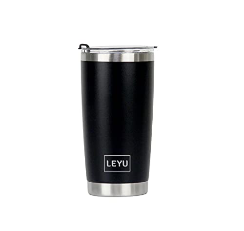 LEYU Rambler 20 oz Stainless Steel Vacuum Insulated Tumbler Coffee Mug/Cup Black color with Lid