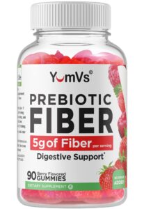 yum-vs - prebiotic fiber gummies for adults & kids - 5g digestive aid gummy fiber supplement - keto friendly prebiotic daily fiber supplement for women & men - no sugar added dietary fiber (90 count)