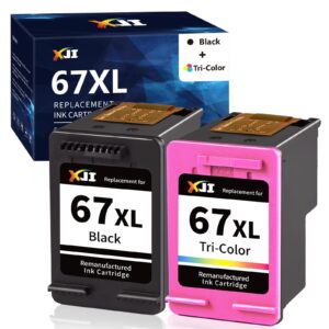 xji remanufactured ink cartridges replacement for hp 67xl 67 xl black color combo pack, for deskjet plus 2700 2700e 2755 2755e 2855e 4100 4100e 4155 4155e 4255e envy pro 6000 6055e 6400 6455e printer