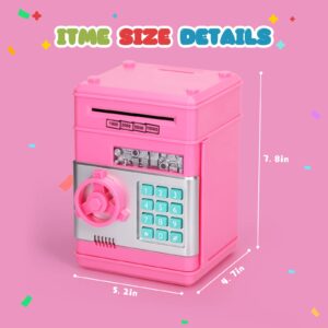 Piggy Bank for Girls Boys Large Electronic Money Coin Banks with Password Protection, Automatic Paper Money Scroll Saving Box, Digital Electronic Savings Safe Machine Box, Birthday Gifts for Kids