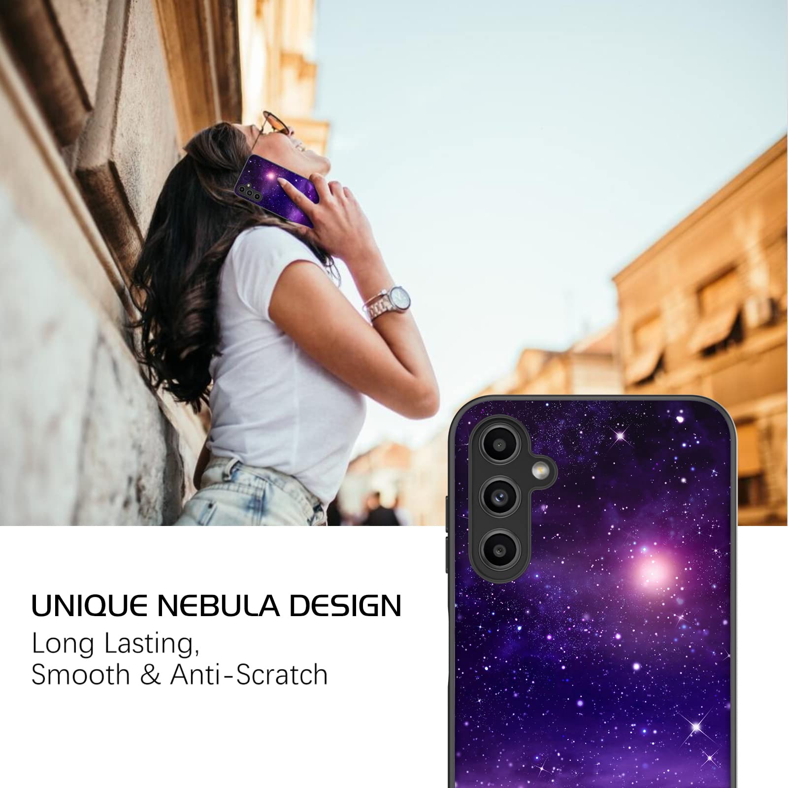 DOMAVER for Samsung A14 Case Galaxy A14 Case 5G Glow in The Dark Nebula Space Luminous Slim Lightweight Protective Cover- Shining Nebula