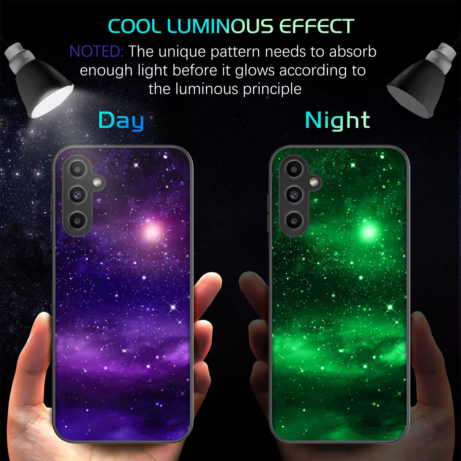 DOMAVER for Samsung A14 Case Galaxy A14 Case 5G Glow in The Dark Nebula Space Luminous Slim Lightweight Protective Cover- Shining Nebula