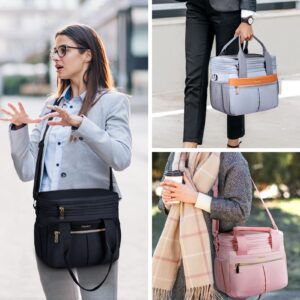 TOURIT Lunch Box for Women Men Double Deck Insulated Lunch Bag Women Expandable Leakproof Reusable Lunch Cooler Bag for Work, Office, Picnic, Grey