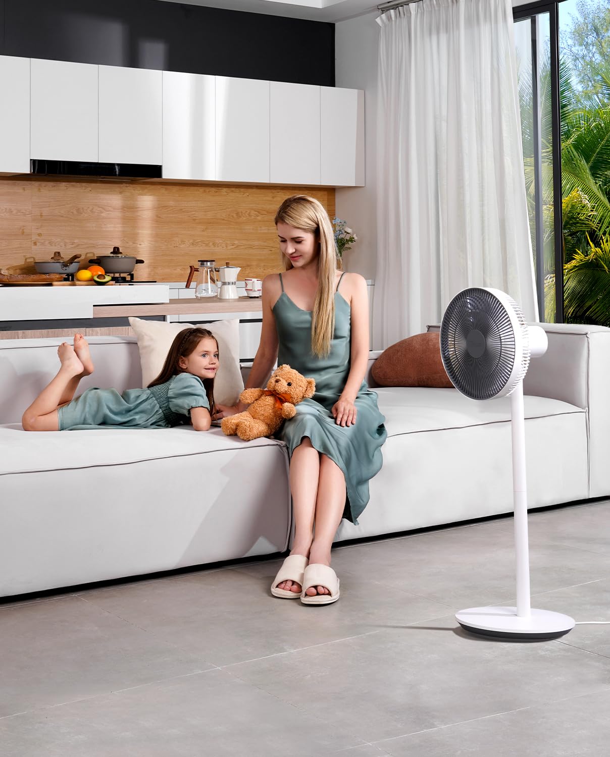 Ofuzzi Breeze 10 Smart Pedestal Fan for Bedroom, Smart Fans works with Alexa/Google, 27db Pedestal Fan for Indoors, 100 Speeds, 140° Oscillating Fan, 46ft Vented Portable Stand Fan for Quiet Spaces