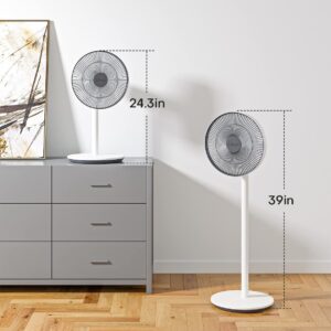 Ofuzzi Breeze 10 Smart Pedestal Fan for Bedroom, Smart Fans works with Alexa/Google, 27db Pedestal Fan for Indoors, 100 Speeds, 140° Oscillating Fan, 46ft Vented Portable Stand Fan for Quiet Spaces