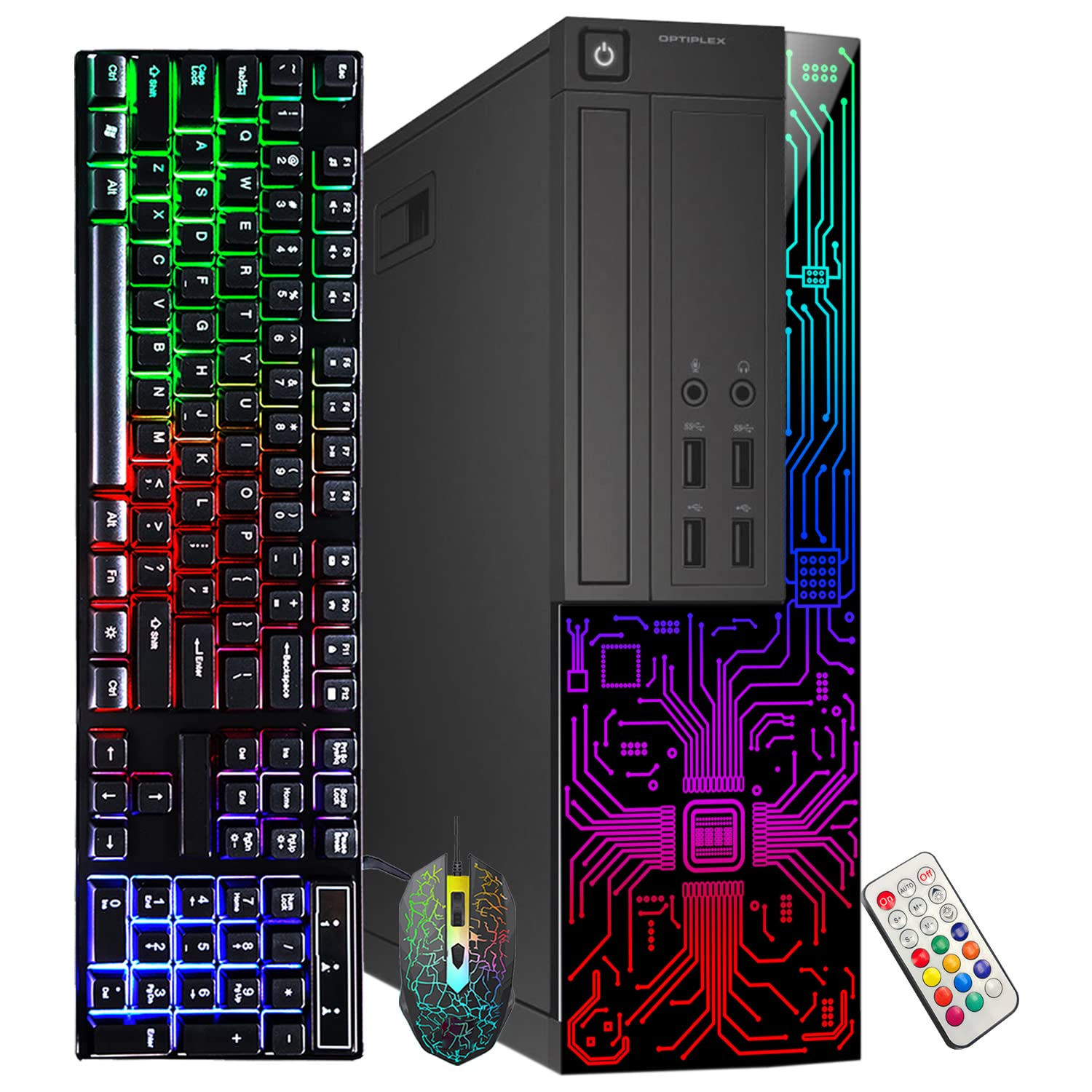 Dell Gaming OptiPlex Desktop RGB Computer PC | Intel Core i5 | AMD RX 550 4GB GDDR5 | 16GB RAM 512GB SSD | RGB Gaming Keyboard & Mouse WiFi | Windows 10 HDMI (Renewed)