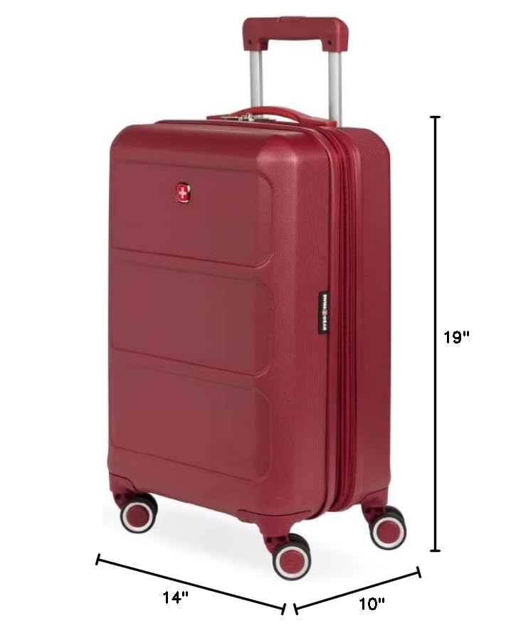 SwissGear 8090 Hardside Expandable Luggage with Spinner Wheels, Burgundy, Carry-On 20-Inch