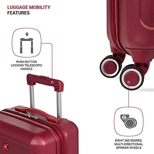 SwissGear 8090 Hardside Expandable Luggage with Spinner Wheels, Burgundy, Carry-On 20-Inch