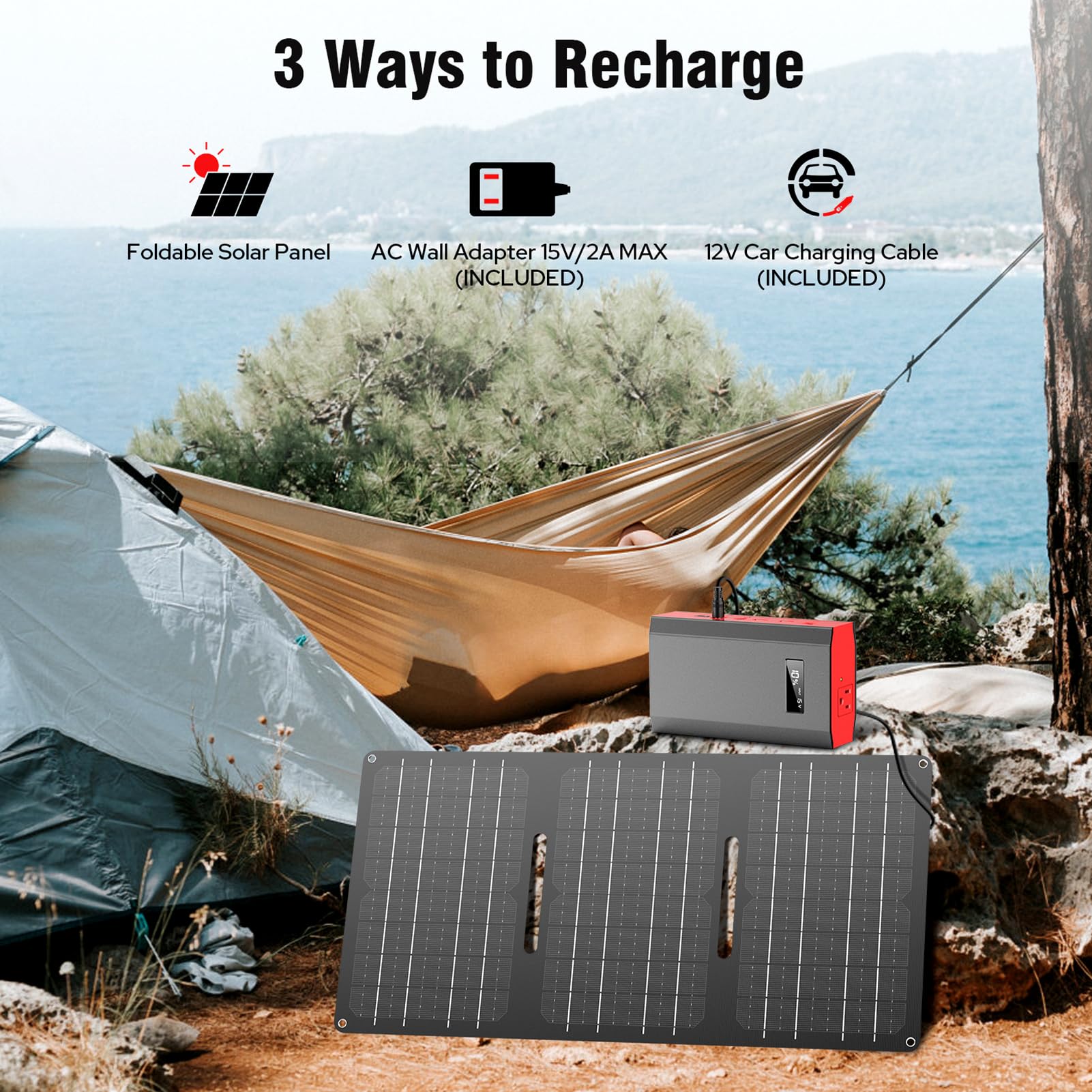 ZeroKor Portable Power Bank with AC Outlet, 65W 110V External Battery Pack 24000mAh Power Pack Portable Power Source Supply for Outdoor RV Tent Camping Home Office Emergency