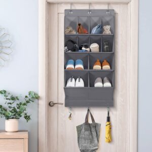 STO STO 2 Pack Over the Door Shoe Organizer, Hanging Shoe Organizer for Closet with 8 Large and 4 Extra Large Deep Pockets, Hanging Shoe Rack for Door Shoe Storage, Gray