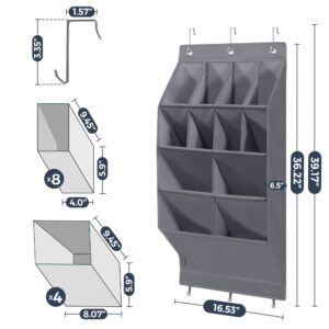 STO STO 2 Pack Over the Door Shoe Organizer, Hanging Shoe Organizer for Closet with 8 Large and 4 Extra Large Deep Pockets, Hanging Shoe Rack for Door Shoe Storage, Gray