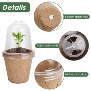 Peat Pots 10pcs Biodegradable Planter Nursery Pots Recycled Pulp Seed Starting Pots Round and Square Nursery Cups Increase Survival Rate Plant Starter Kits for Seed Starting with Humidity Domes