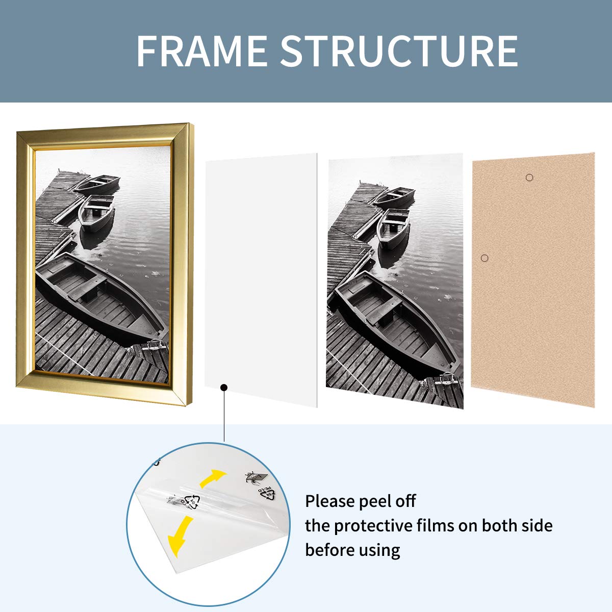 Giverny 11x14 Picture Frames, Gold Photo Frames for Wall Mounting, Simple Design Glossy Finish Frame Perfect for Home Decoration, Office, Hotel and Various Ceremonies Praties