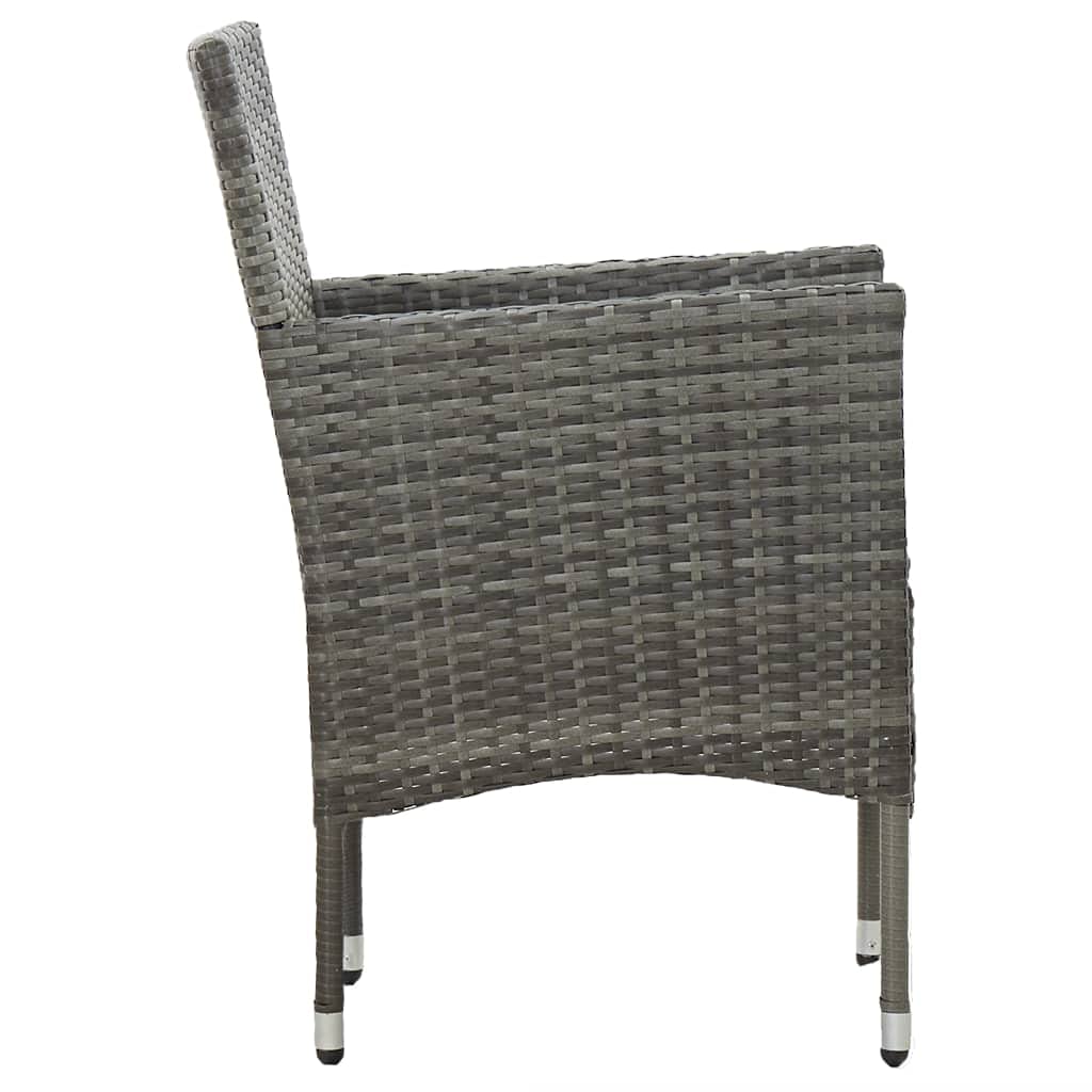 3 Piece Patio Dining Set,Cafes Table Chairs,Balcony Furniture,Chairs with Thick Padded Cushions,Assembly Required,Used in Restaurant, Bistro, Coffee Shop,Balcony,Gray Poly Rattan and Acacia Wood