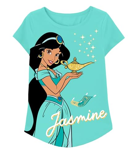 Disney Princess T-Shirts (4-Pack) Girls Short Sleeve Aurora, Cinderella, Snow White, Jasmine, Rapunzel, Ariel, Moana, Tiana 4T Lb/Pk/Y/T SS