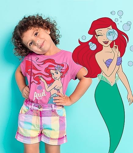 Disney Princess T-Shirts (4-Pack) Girls Short Sleeve Aurora, Cinderella, Snow White, Jasmine, Rapunzel, Ariel, Moana, Tiana 4T Lb/Pk/Y/T SS