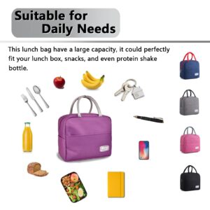 ZVOSOO Insulated Lunch Bags for Women and Men, Reusable Lunch Bags, Waterproof Lunch Bag for Work, Office, Picnic, Outdoor(Purple B)