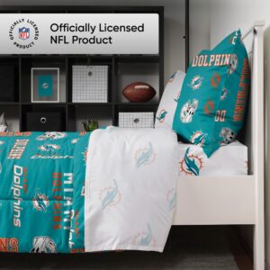 FOCO Miami Dolphins NFL Team Color Bed In a Bag Comforter Bedding 5 Piece Twin Set