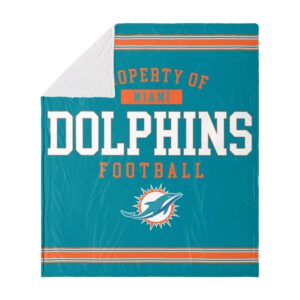 FOCO Miami Dolphins NFL Team Property Of Sherpa Fleece Blanket