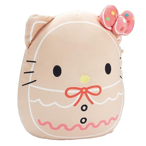 Squishmallows 8-Inch Hello Kitty Gingerbread Cookie - Official Jazwares Plush - Collectible Soft & Squishy Stuffed Animal Toy - Add to Your Squad - Gift for Kids, Girls & Boys