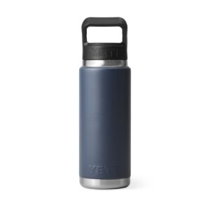 YETI Rambler 26 oz Bottle, Vacuum Insulated, Stainless Steel with Straw Cap, Navy