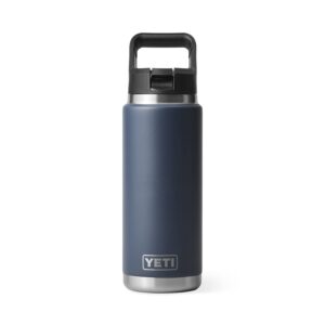 YETI Rambler 26 oz Bottle, Vacuum Insulated, Stainless Steel with Straw Cap, Navy