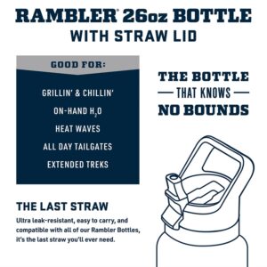 YETI Rambler 26 oz Bottle, Vacuum Insulated, Stainless Steel with Straw Cap, Navy