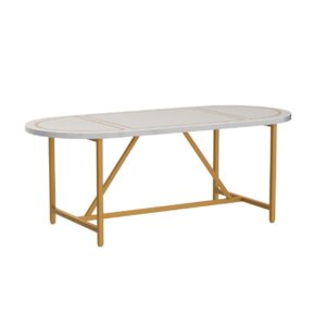 Tribesigns 6FT Conference Table, 70.8”W X 31.5”D Oval Shaped Meeting Room Table, Modern Gold White Seminar Table for Office Meeting Conference Room