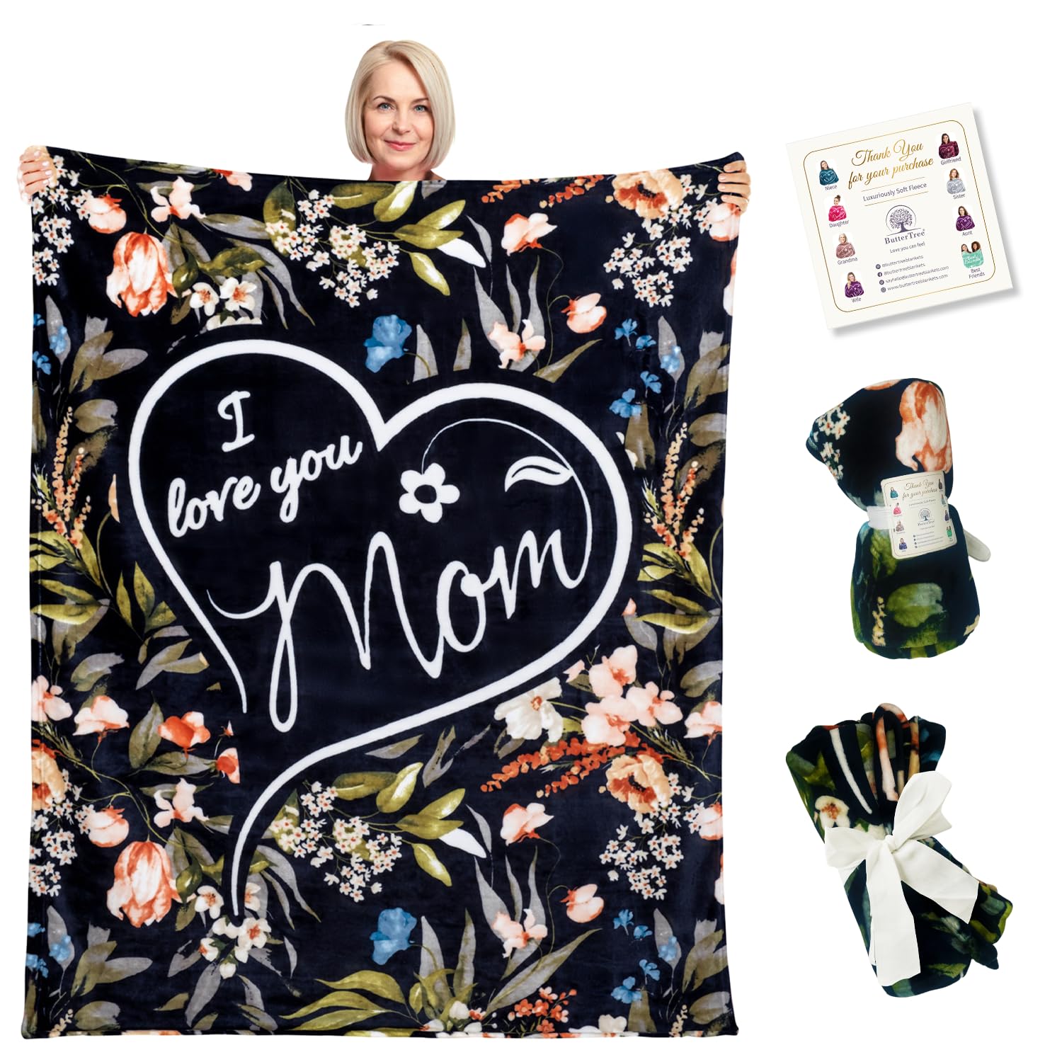 Mom Birthday Gifts From Son, Mom blankets from daughter to mom, Mom Gifts, Gifts For Mom Birthday, Present for Mom Blanket, Moms Birthday Gift Ideas, Mom blanket, Throw Blanket, 65" × 50" (flowers)