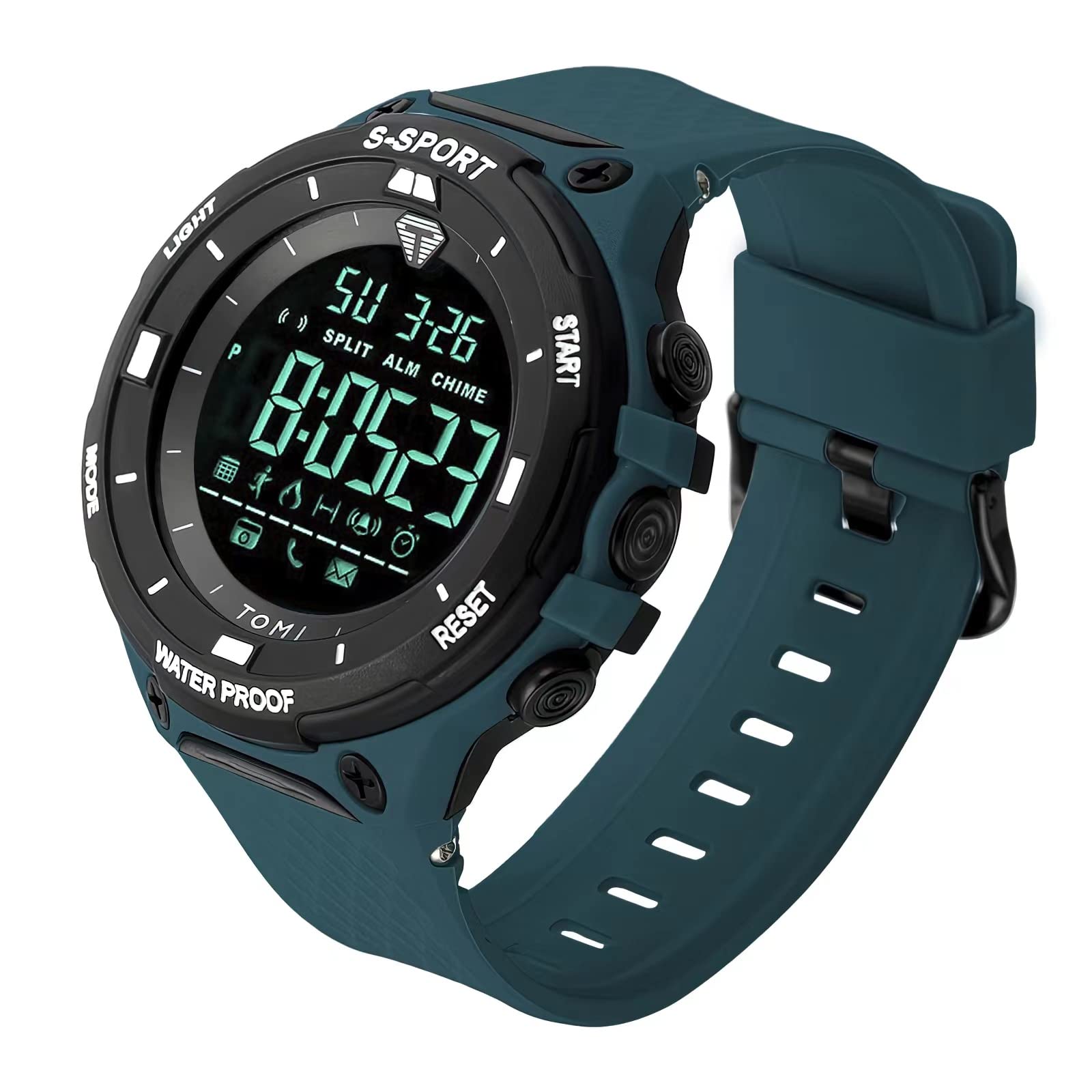 TOMI Mens Digital Watch Sports Military Waterproof Outdoor Chronograph Wrist Cheap for Men with LED Back Ligh/Alarm/DateGifts for Students Women (Light Blue)