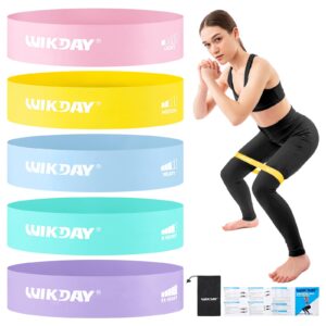 wikday resistance bands for working out exercise loop bands workout bands set for men women body stretching, training, home workout, physical therapy, booty legs, set of 5 (pastel)