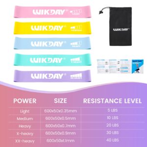 WIKDAY Resistance Bands for Working Out Exercise Loop Bands Workout Bands Set for Men Women Body Stretching, Training, Home Workout, Physical Therapy, Booty Legs, Set of 5 (Pastel)