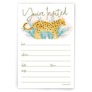 Cheetah Invitations With Envelopes (20 Count) - Wild Cat Cheetah Birthday, Bachelorette, Any Occasion