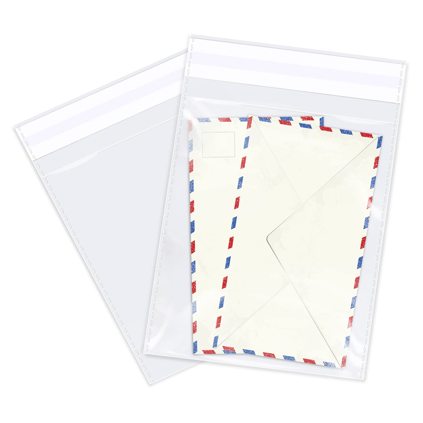 WEPOLY - 6" x 9" (200 Count) Clear Cellophane Bags - Self Sealing Cello Plastic Poly Bags- for A7 A8 A9 Cads & Envelopes, Bakey, Cookies, Candies