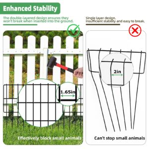 19 Pack Garden Animal Barrier Fence, 1.65inch Spike Spacing No Dig Fence, Reusable Rustproof Metal Fence Border, Dogs Rabbits Blocker Fence for Outdoor Yard, Total 20.6ft(L) x 17inch(H)