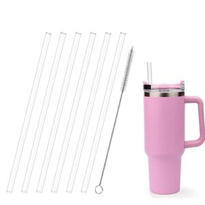 xangnier replacement straws for stanley 40 oz tumbler,6 pack clear plastic straws with cleaning brush compatible with stanley adventure quencher travel,long straws for stanley cup accessories