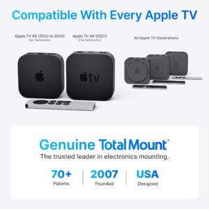 TotalMount for Apple TV – Mount Compatible with All Apple TVs (Premium Black and Gray Apple TV Mount and Cable)