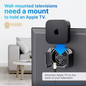 TotalMount for Apple TV – Mount Compatible with All Apple TVs (Premium Black and Gray Apple TV Mount and Cable)