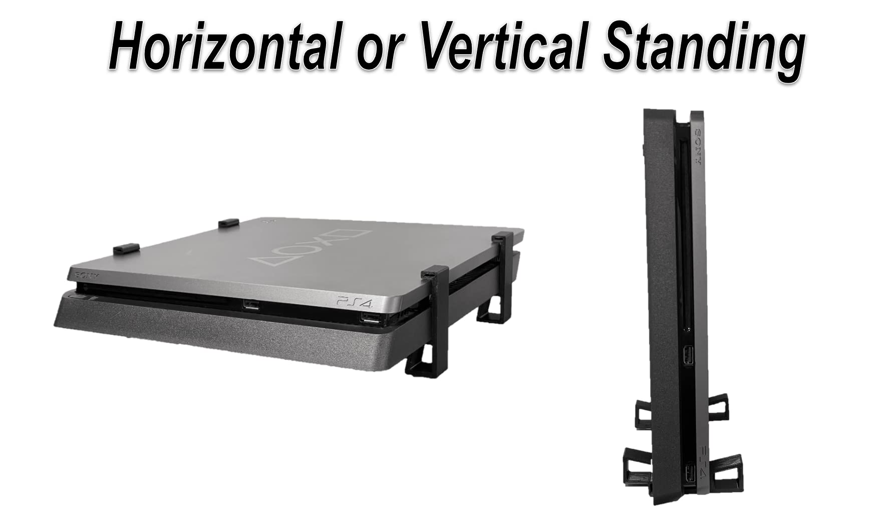 Kimalab Horizontal Vertical Stand for PS4 Original Playstation 4 Stand Cooling Station Feet for PS4 Console Fat Compatible - Updated Design for Secure Fit (PS4 Original - Black)