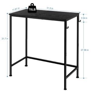 OYEAL Black Console Table Narrow Entryway Table with Hooks 31.5 in Small Sofa Table with Metal Frame Couch Table for Living Room, Hallway, Foyer, Bedroom, Black