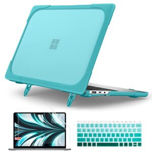 batianda heavy duty 15 inch microsoft surface laptop 5 4/3 case with metal palm rest with fold kickstand and keyboard cover - shockproof protective cover for enhanced durability and comfortable,blue