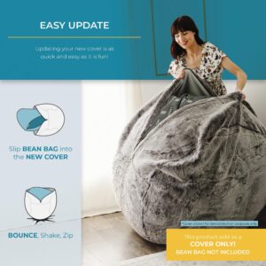 CordaRoy's Chenille Bean Bag Cover (Bean Bag Sold Separately) - Cover for Convertible Bean Bag Chair & Bed - Machine-Washable Chenille Fabric - for Basement, Living Room, Dorm - Full - Charcoal