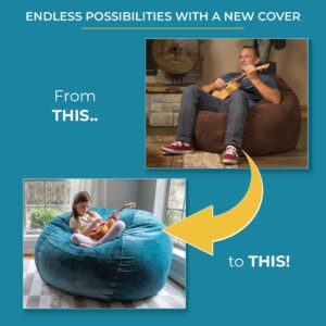 CordaRoy's Chenille Bean Bag Cover (Bean Bag Sold Separately) - Cover for Convertible Bean Bag Chair & Bed - Machine-Washable Chenille Fabric - for Basement, Living Room, Dorm - Full - Charcoal