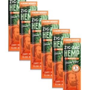 ZIG-ZAG Natural Hemp Wraps - Organic, Slow-Burning, 2 Wraps/Pack, 6-Pack Bundle, Total 12 Wraps, Island Vibes