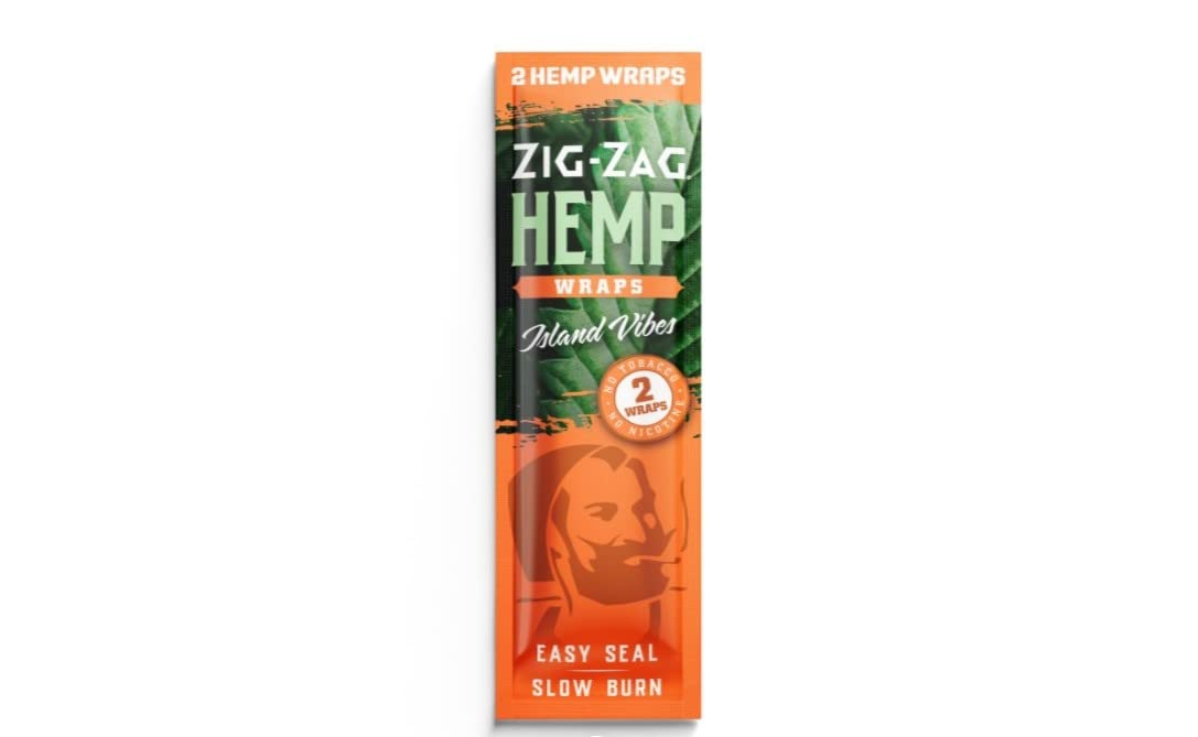 ZIG-ZAG Natural Hemp Wraps - Organic, Slow-Burning, 2 Wraps/Pack, 6-Pack Bundle, Total 12 Wraps, Island Vibes