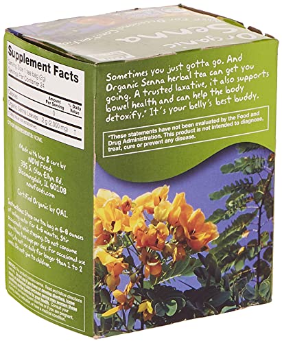 NOW Foods, Certified Organic Senna Tea, Caffeine Free, Relieving, Non-GMO, Premium Unbleached Tea Bags with No-Staples Design, 24-Count (Pack of 2)